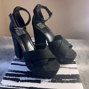 Womens Ankle Strap Black High Heels Open Toe Platform Sandals Buckle Shoes Party